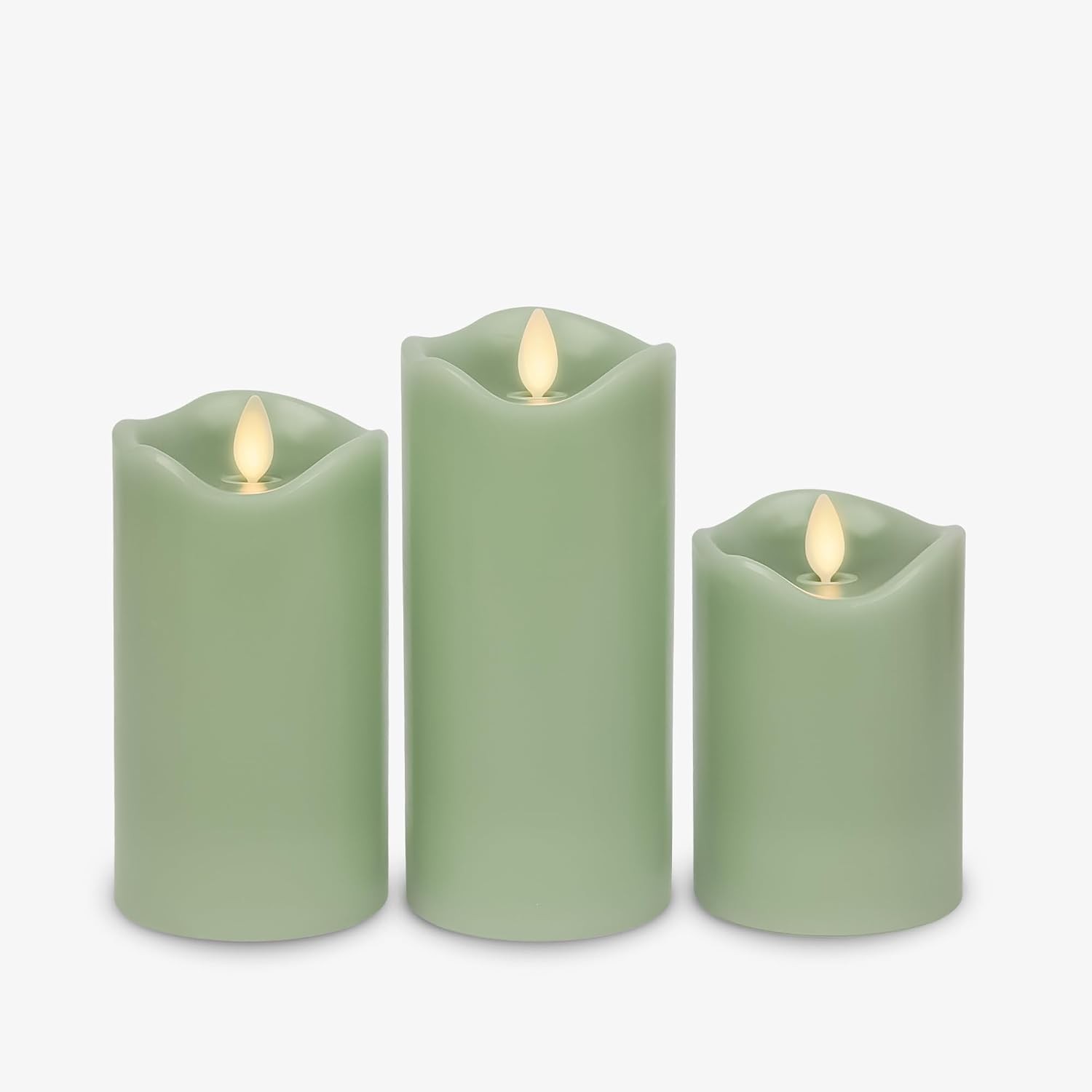 Set of 3 (3″ x 4.5″,5.5″,6.5″) Flameless LED Flickering Battery Candle Moving Fl