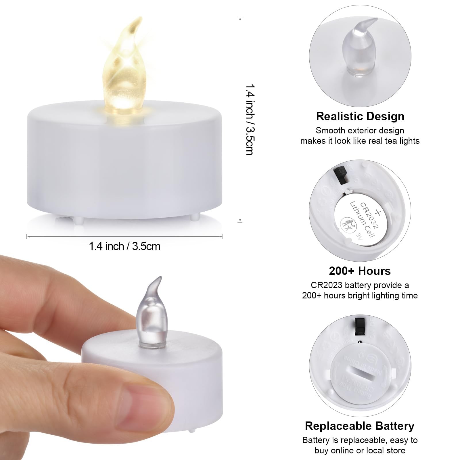 Hanzim Battery Operated LED Tea Lights: 24PACK Flameless 24pack, Warm White