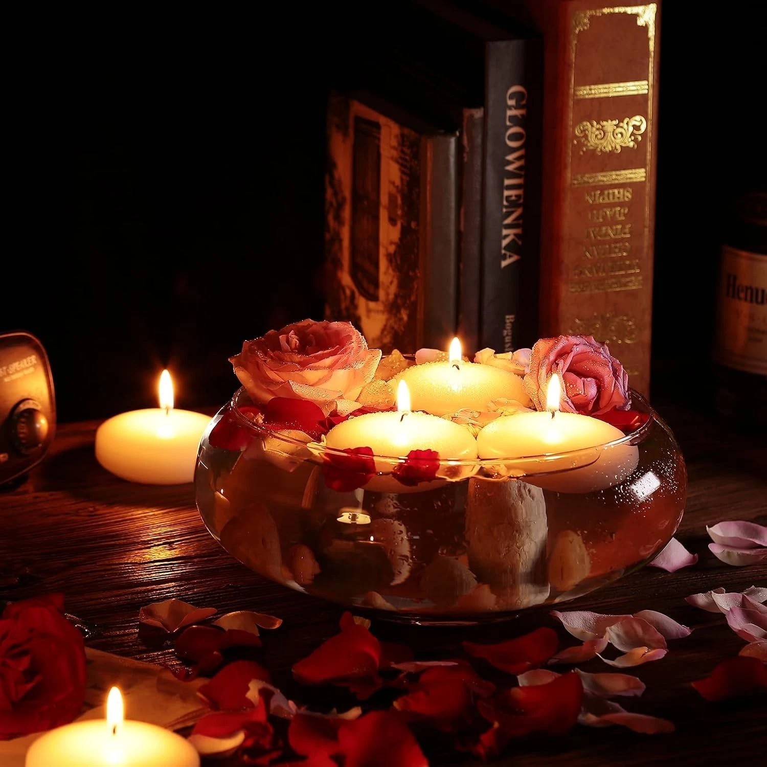 Artistic 36 Piece Floating Candle Set – 3” Dripless Wax for Weddings & Décor