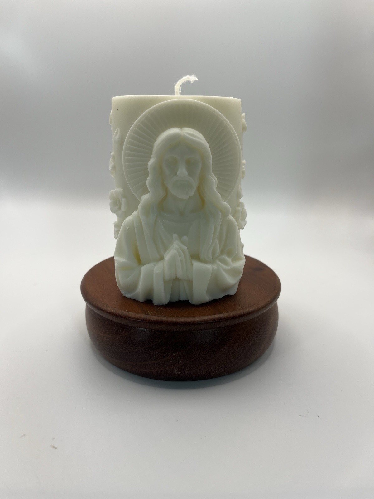 Homemade Religious Decorative Wax Candle with Jesus Figure for Living Room