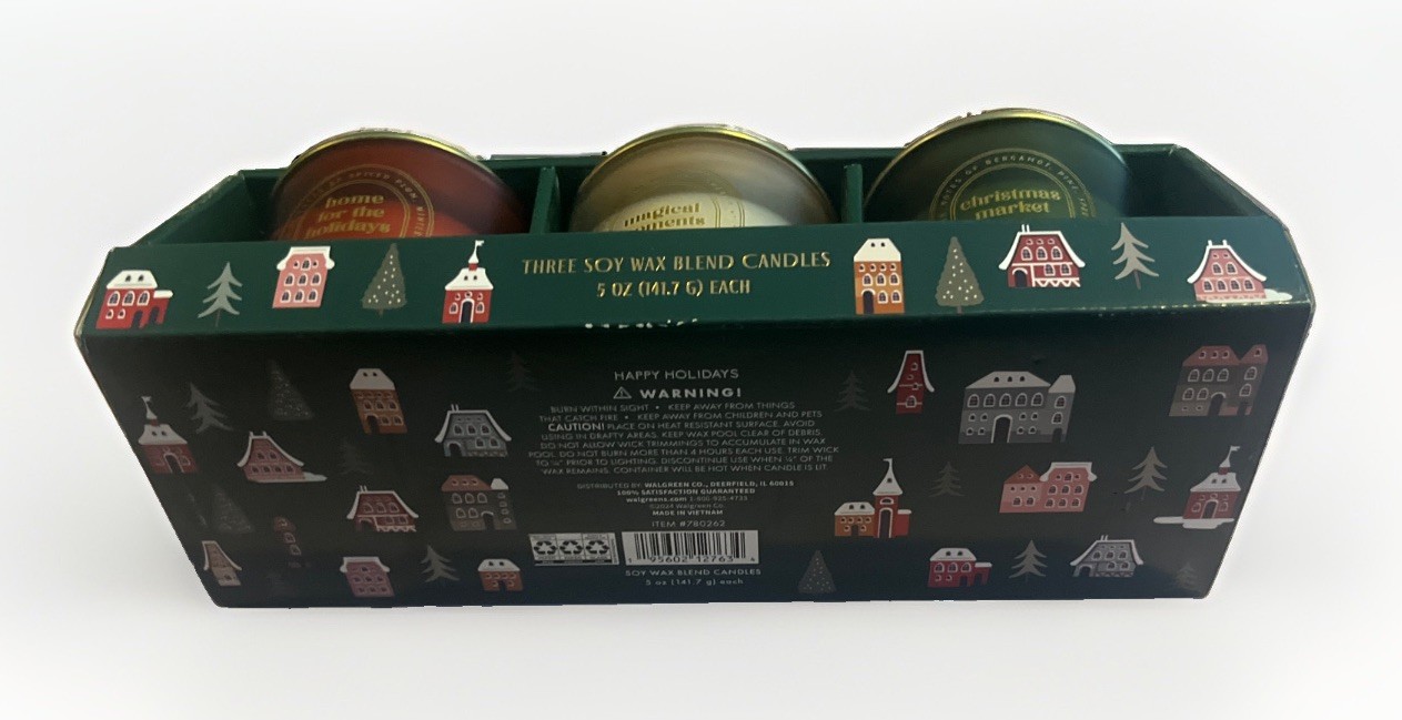 Soy Wax Blend Holiday Candles Set of 3 home for the holidays magical moments