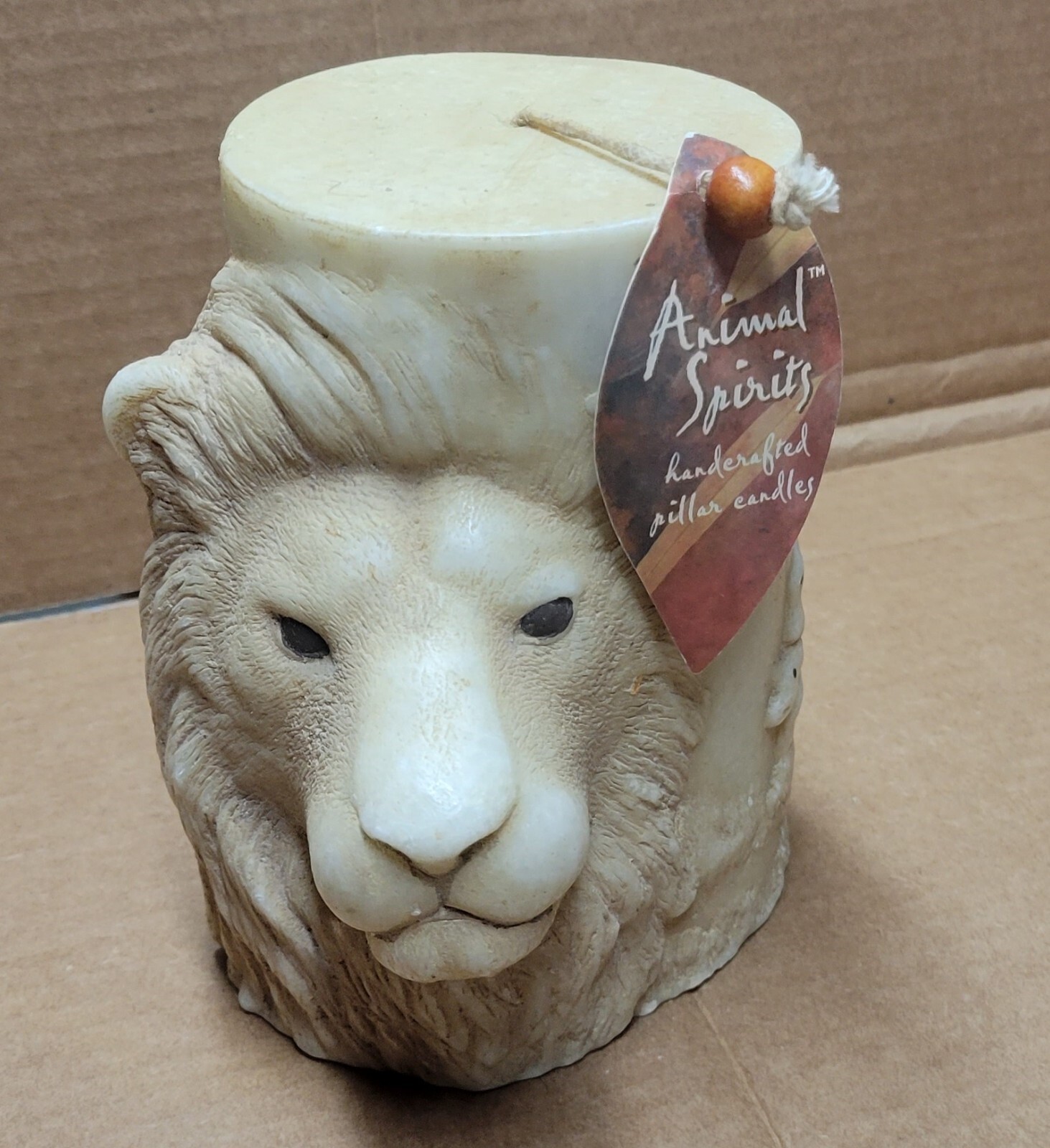 Animal Spirits Handcrafted Lion Pillar Candle Lioness Cub Lava Enterprises 5.5”