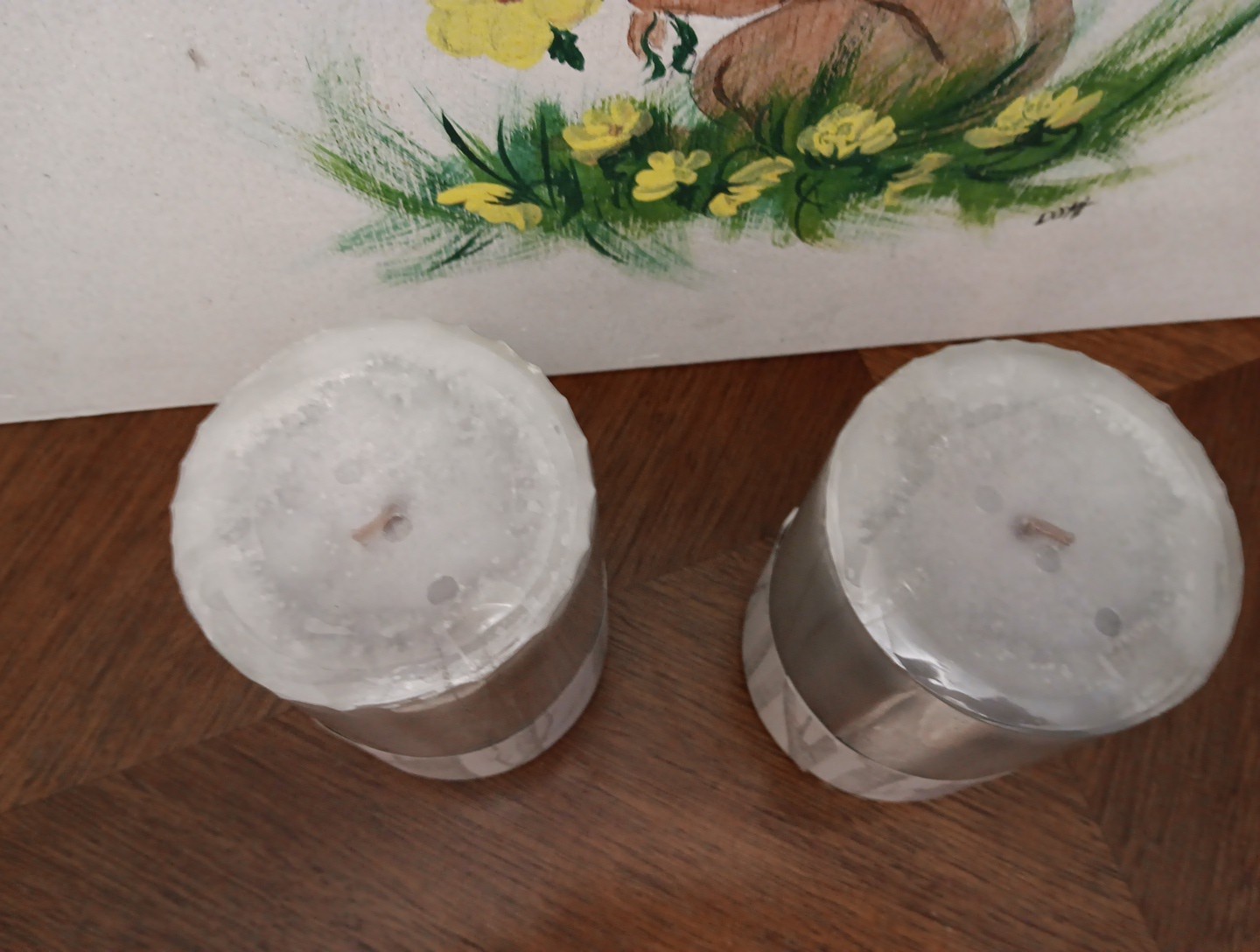 Pier 1 Imports Rustic Woodlands Vintage 3” X 4” Candle Set Of 2 ~NOS~ Sealed