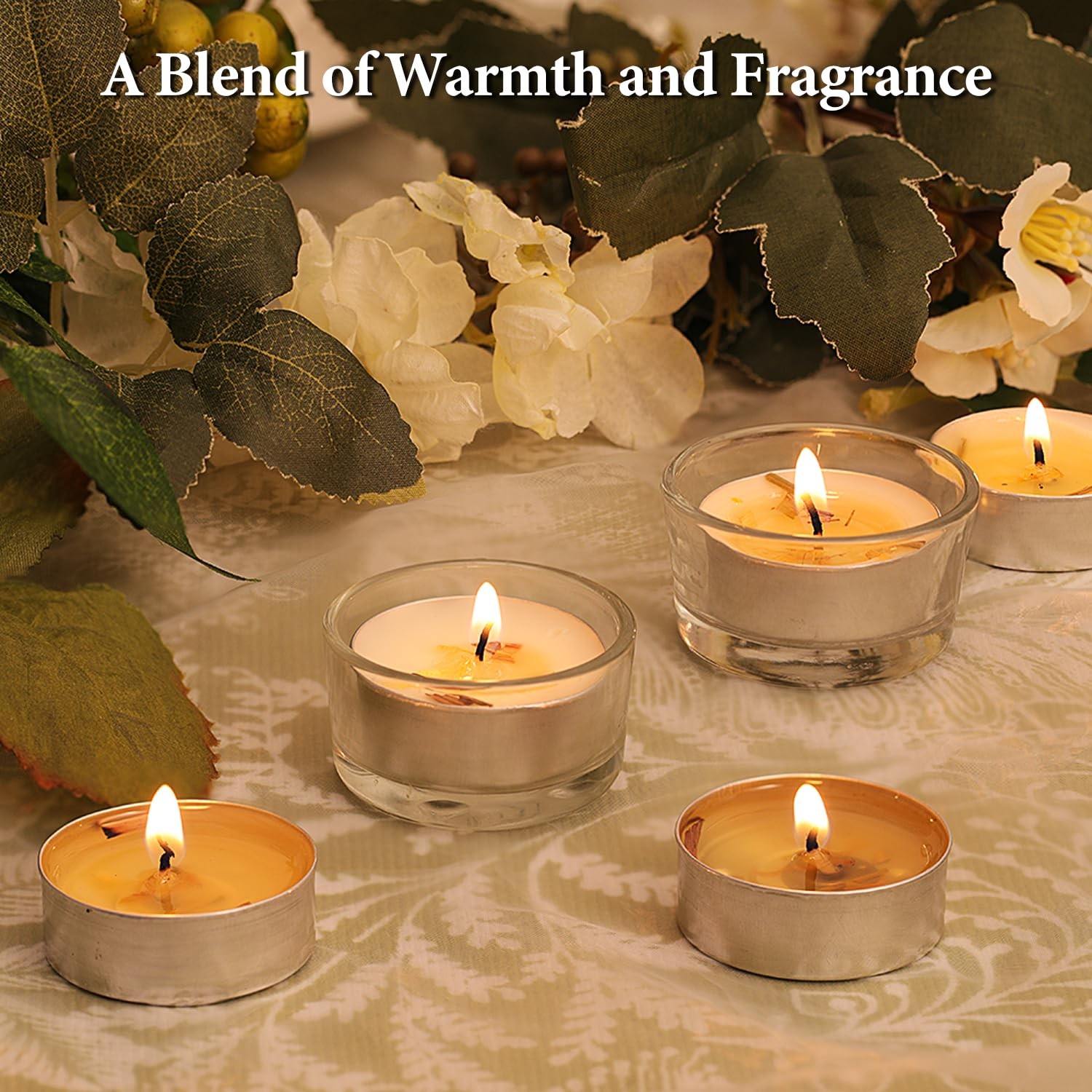 Citronella Scented Tealight Candles Outdoor, 64 Pack – 4-Hour White Tea Lights