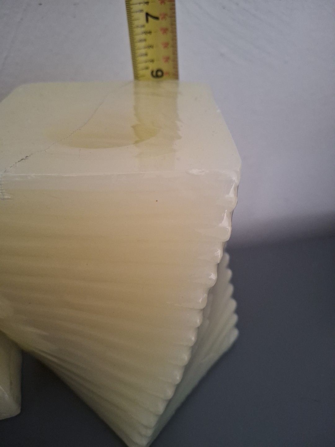 2 Flameless Candles New Yellow/Butter 6″x4″ Vanilla Scented Modern Abstract