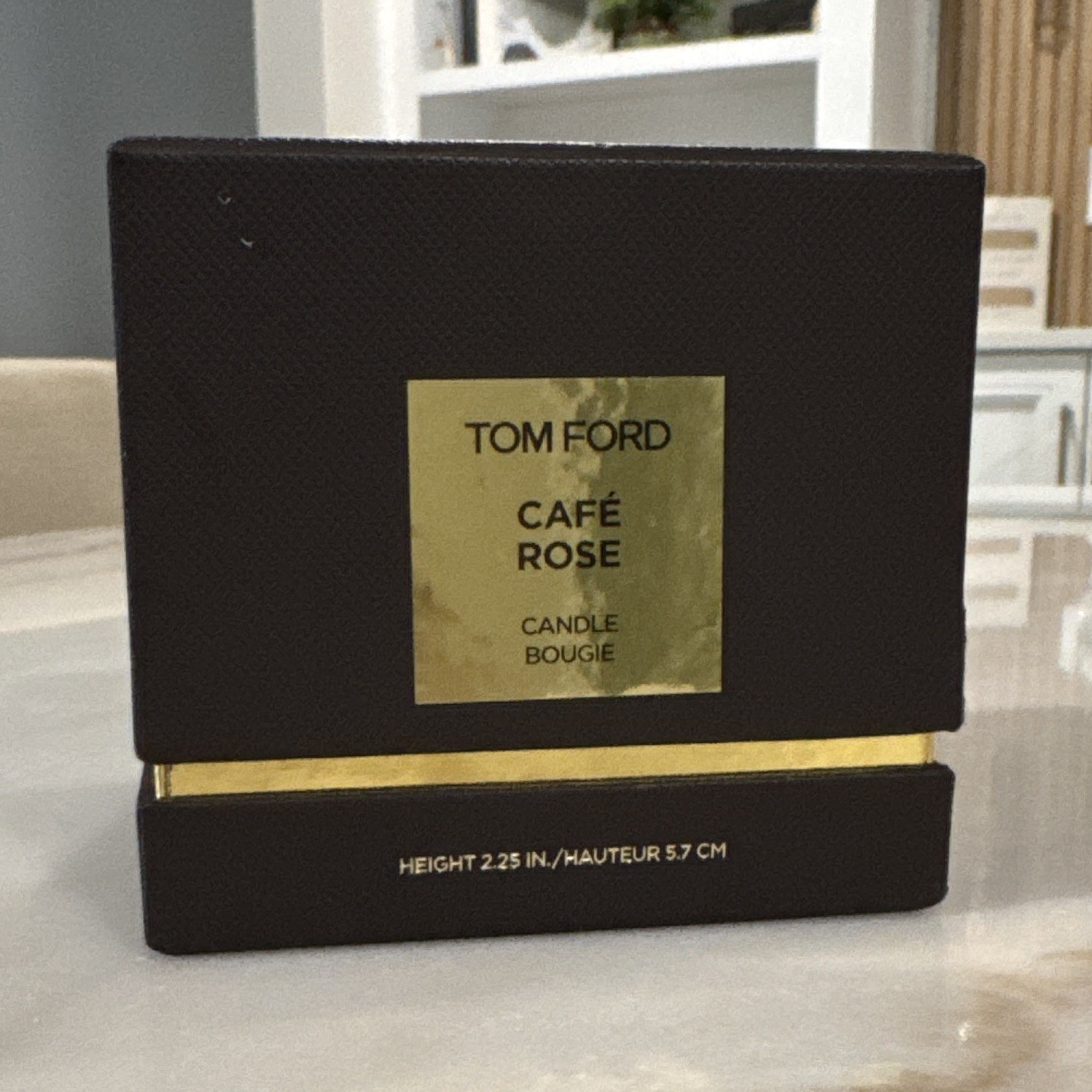 Tom Ford Café Rose Jar Candle Black Square Glass 2.25 in, Open Not used