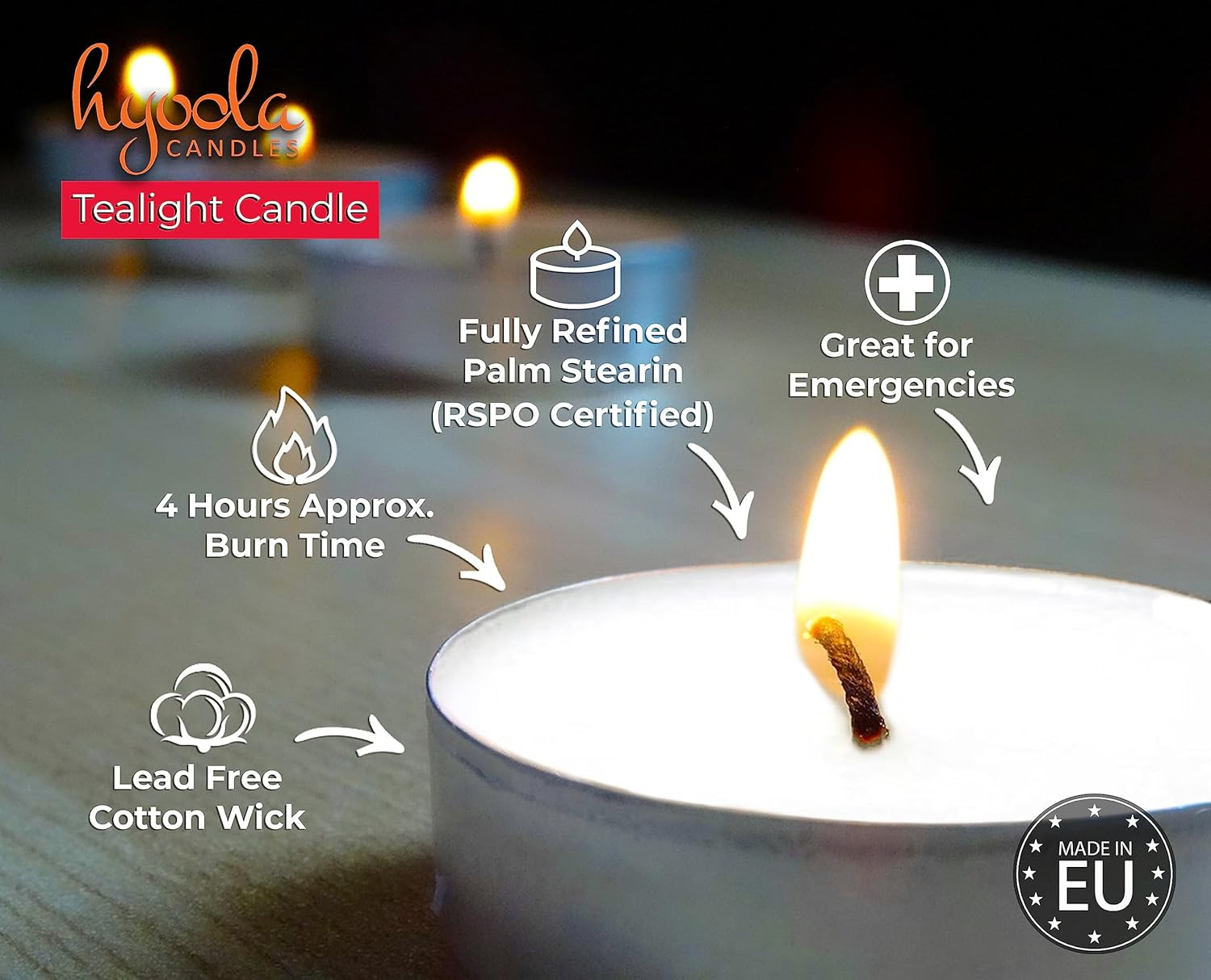 Tea Lights Candles – 100 Bulk Candles Pack – Natural Palm Oil Tea Light – Europe