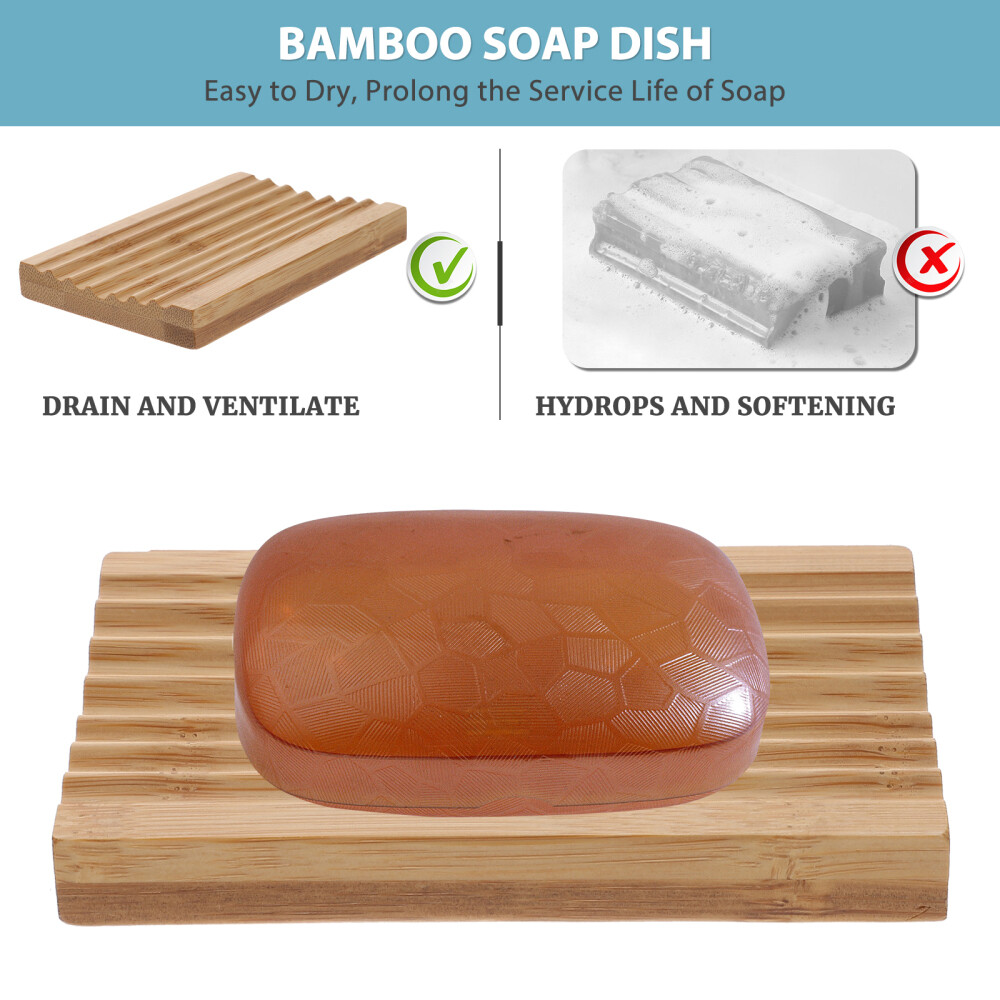 2pcs Tray Bamboo Dish Soap Holder Bamboo Soap Dish Bar Soap Holder