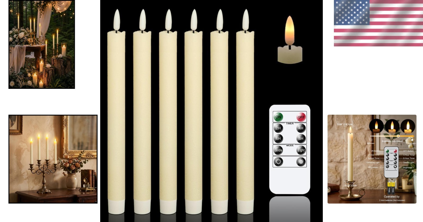 6 Ivory Flameless Candles with Dimmable Brightness & Timer – Safe Tabletop Decor