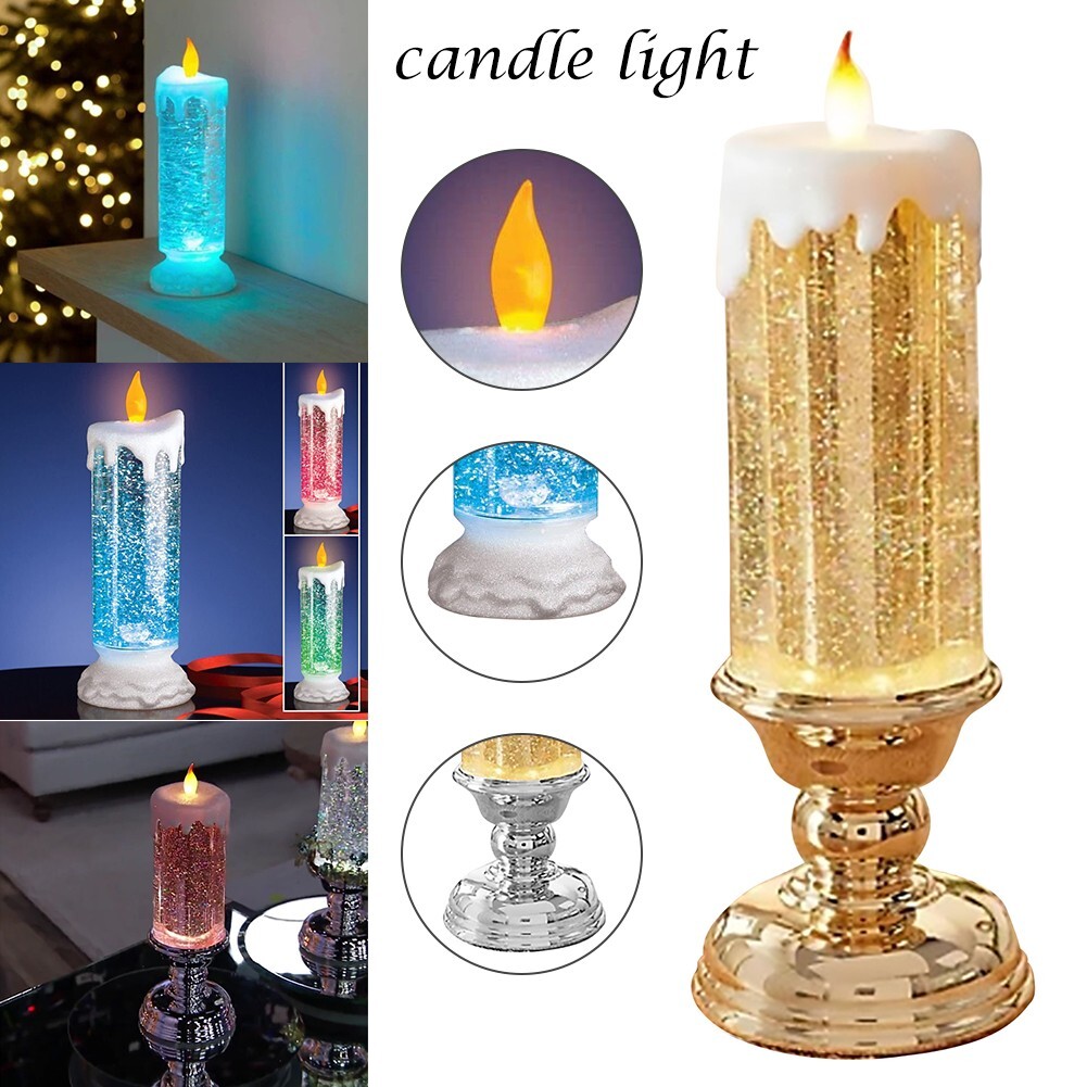 LED Candle Waterproof Swirling Glitter Flameless Party Christmas Home Decoration