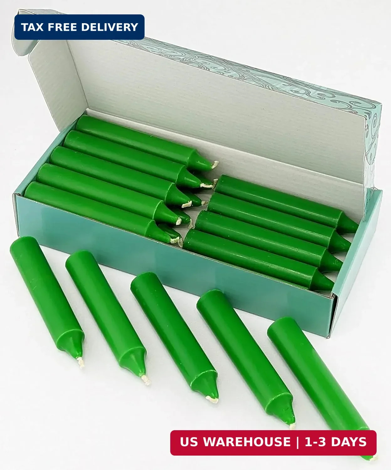 20 Green Candles | 4 inches Tall & 3/4 inch Diameter | Witchcraft Supplies for Y