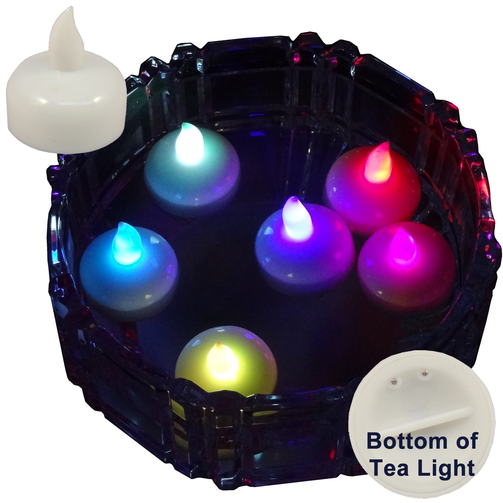 6 Multi-color Led Floating Floral Tea Light Candle for Wedding Centerpiece Decor