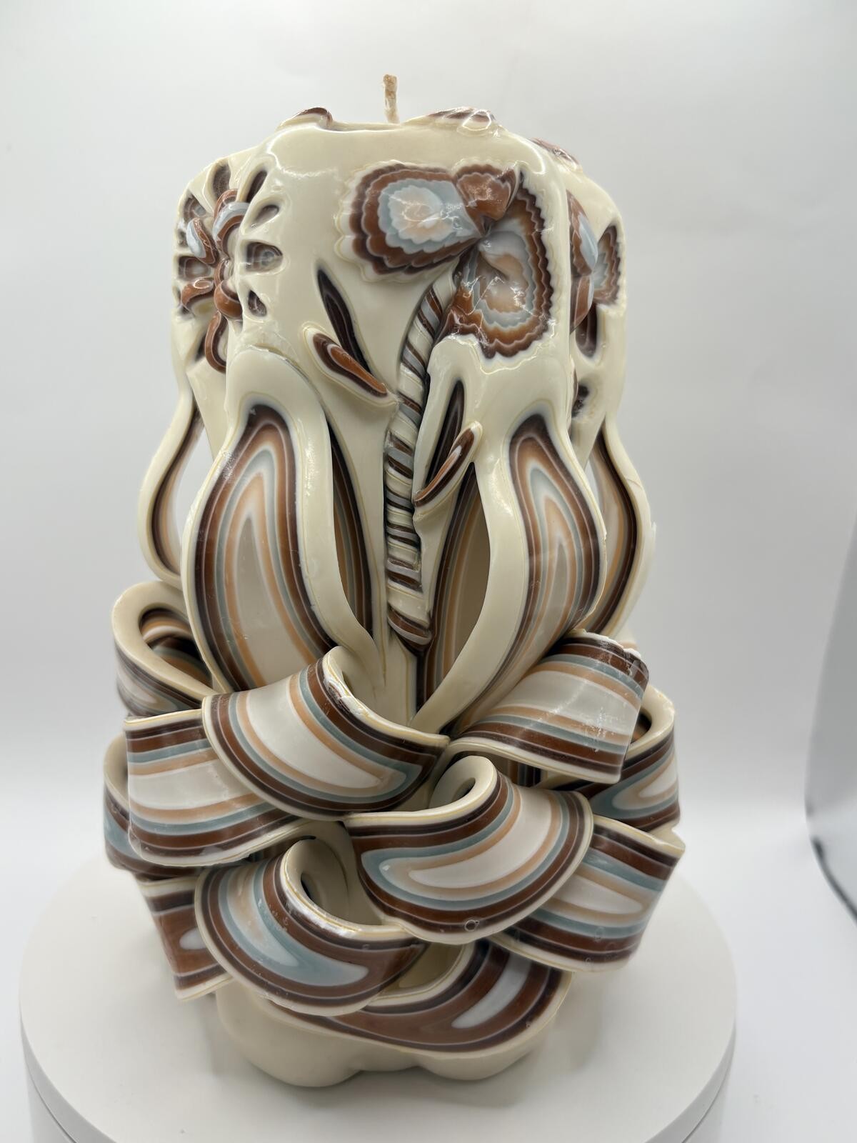 Hand Carved Layered Wax Candle Butterfly Floral Art Decor