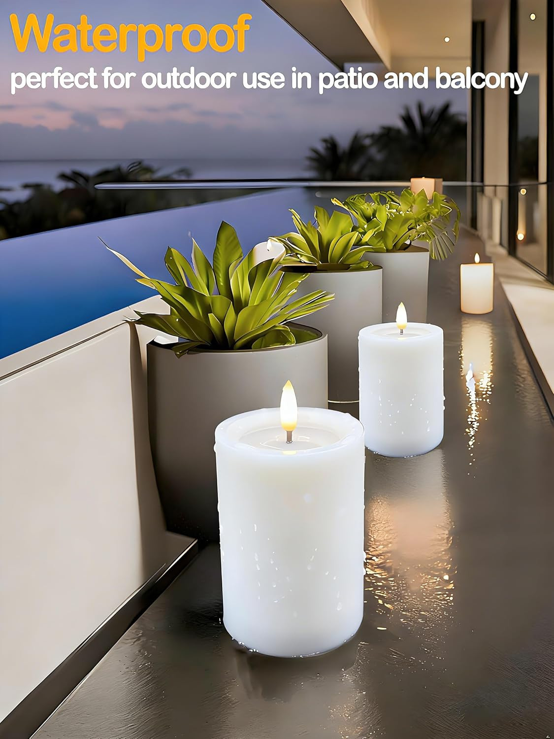 3″X4″ Outdoor Waterproof Flameless Candles with Remote and Timers, LED