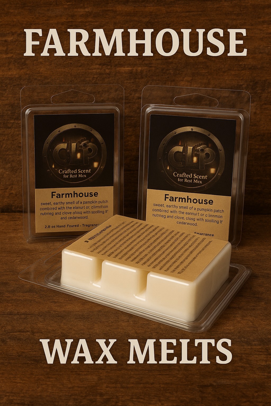 CLiP CANDLES – Crafted Scent For Real Men-Handcrafted Soy Wax Melts FARMHOUSE