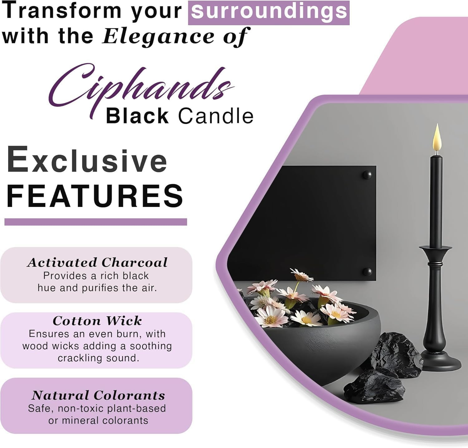 Spell Chime Candles 40 Pcs Black Candles, 4″ Tall Unscented Mini Taper Candle…