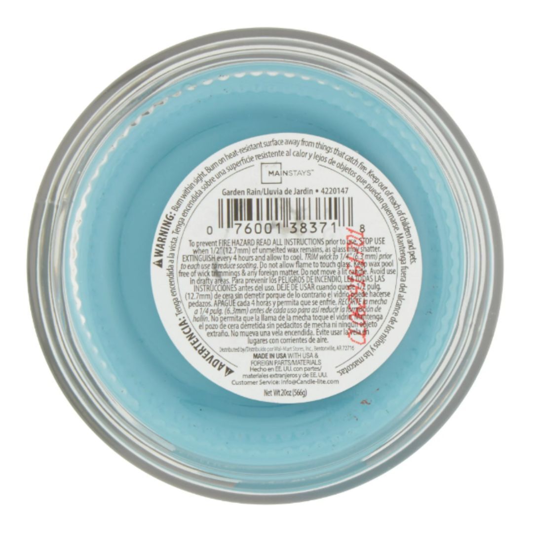 Mainstays Single Wick Jar Candle, Garden Rain, 20 oz