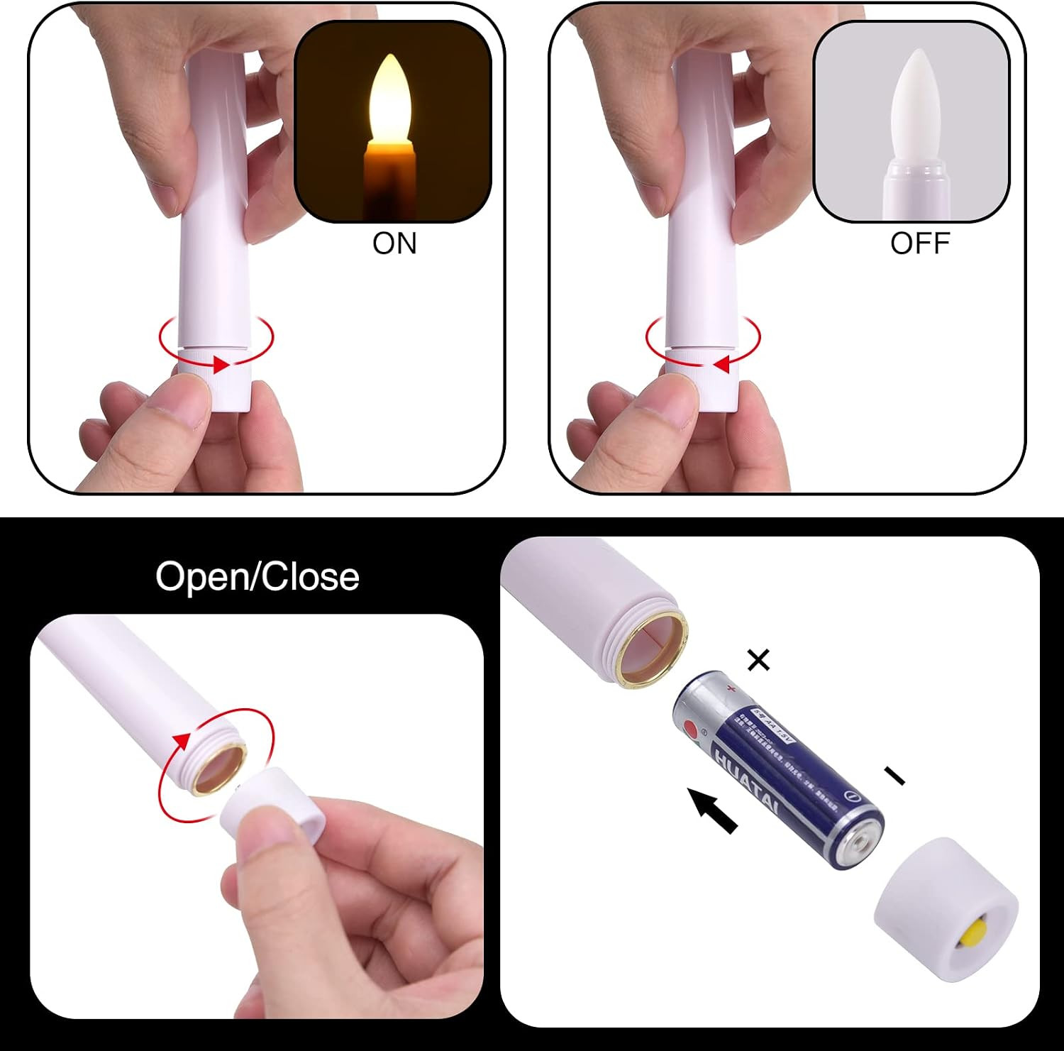 LED Window Candles, Christmas Flameless Window Candle Lights with Timer Battery