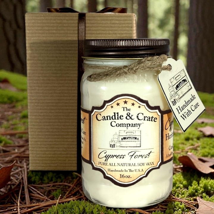 Cypress Forest, 16oz. Mason Jar, Handmade Soy Wax Candles that smell AMAZING!