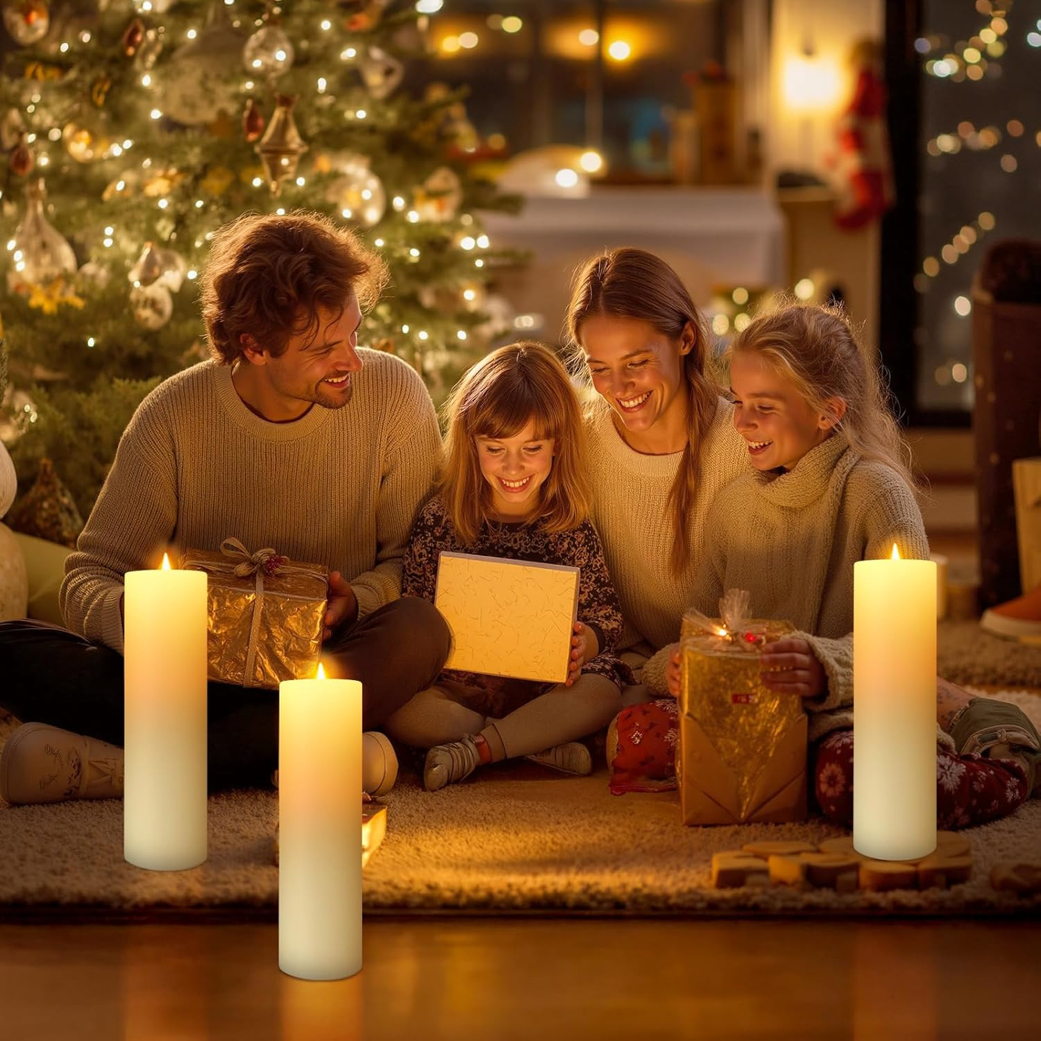 14″ X 4″ Large Outdoor Candles, Waterproof Flickering LED Flameless Candles with