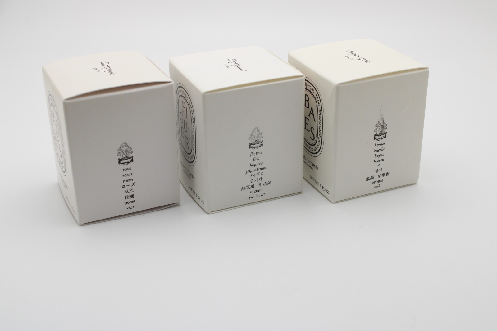 NIB Diptyque Figuier Roses & Baies Bougie Scented Candle Travel Set x 3