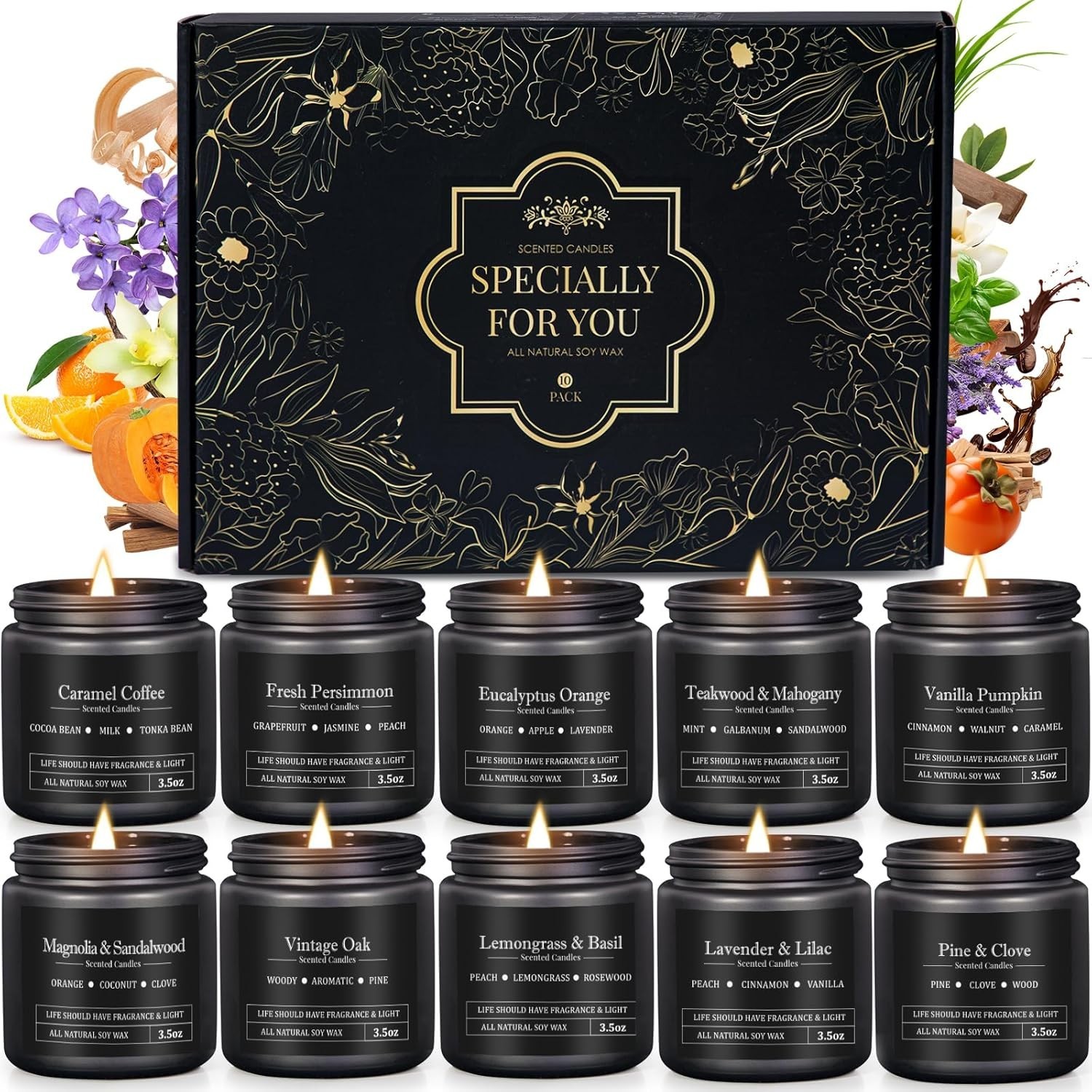 10 Pack Scented Candles for Men, Masculine Candle Gift Set with Woody & Fresh…