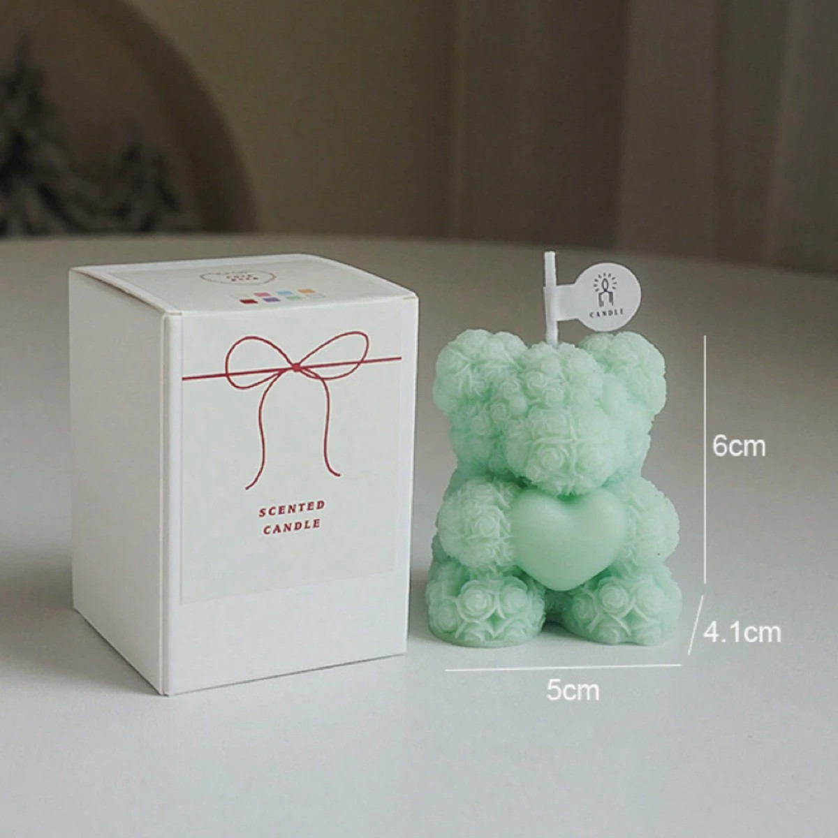 1pc Valentines Rose Bear Candle Aromatherapy Lovely Decoration Partner Hand Gift
