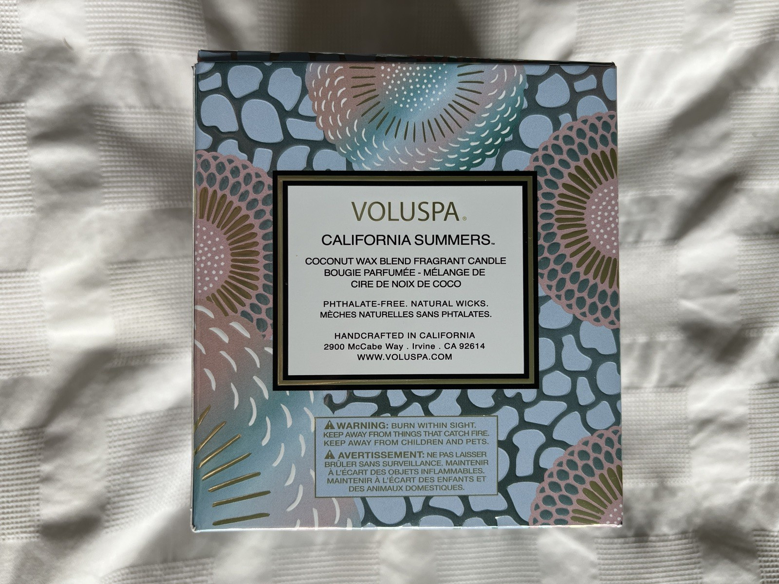 Voluspa California Summers Candle Jar, 9 Oz, Coconut Wax Blend Brand New in Box