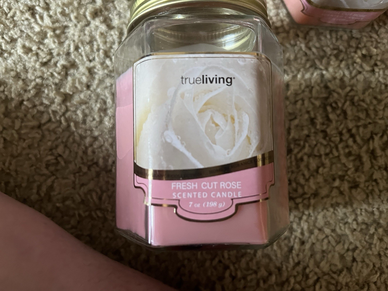 True Living Fresh Cut Rose Scented 7oz Pink Glass Hexagon Jar Candles 3pk