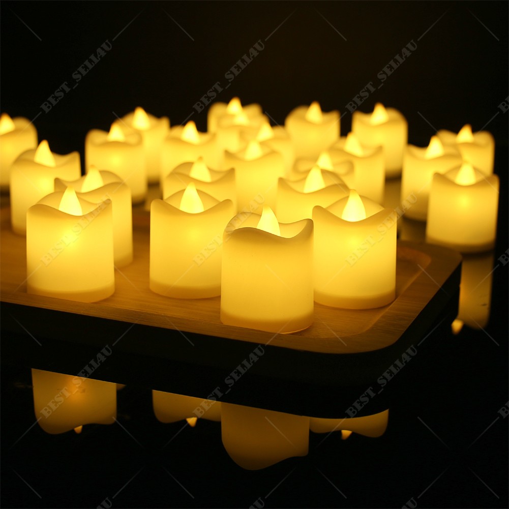 24/48 Pack LED Tea Lights Battery Operated Flameless Votive Candles Warm White