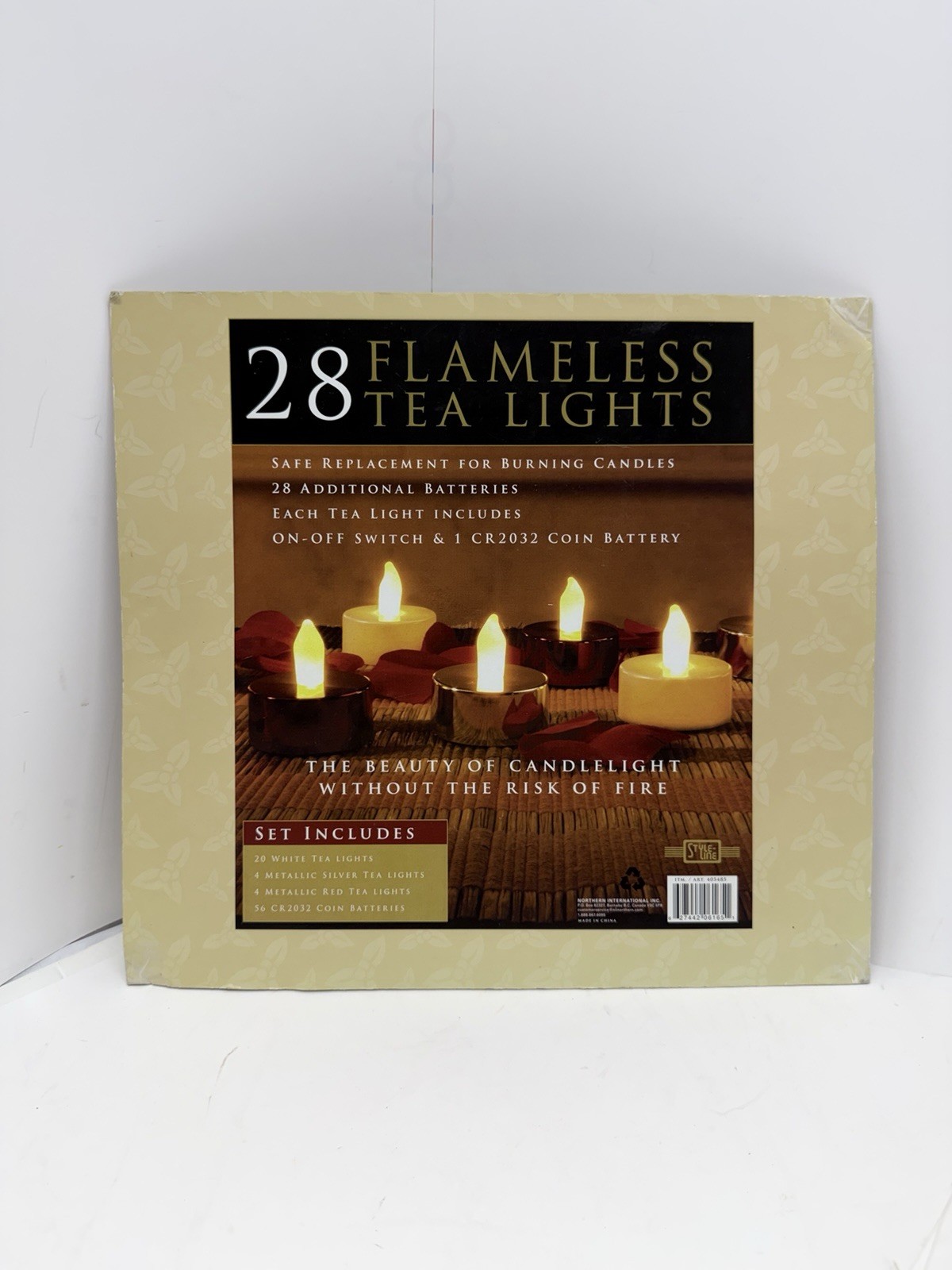 28 Flameless LED Tea Light Candles 56 CR2032 Batteries White Red Silver NEW