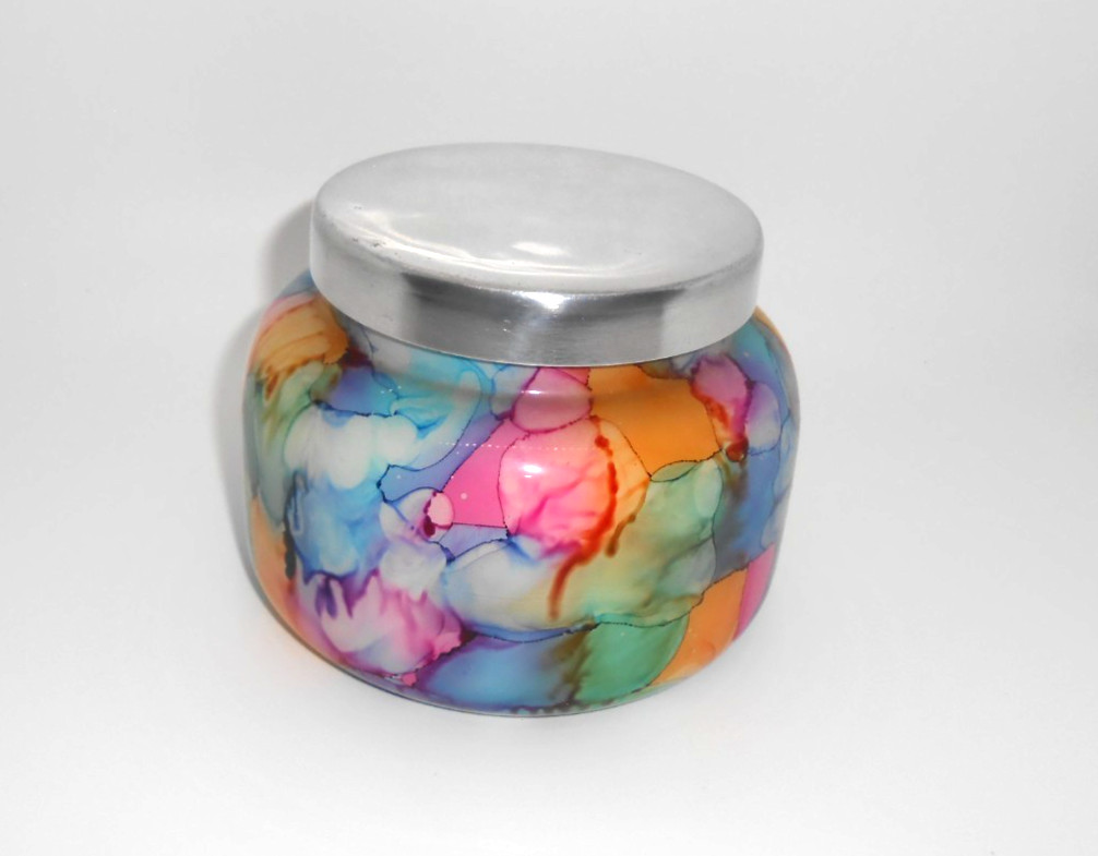 Capri Blue Volcano Rainbow Watercolor Jar Candle 19 oz