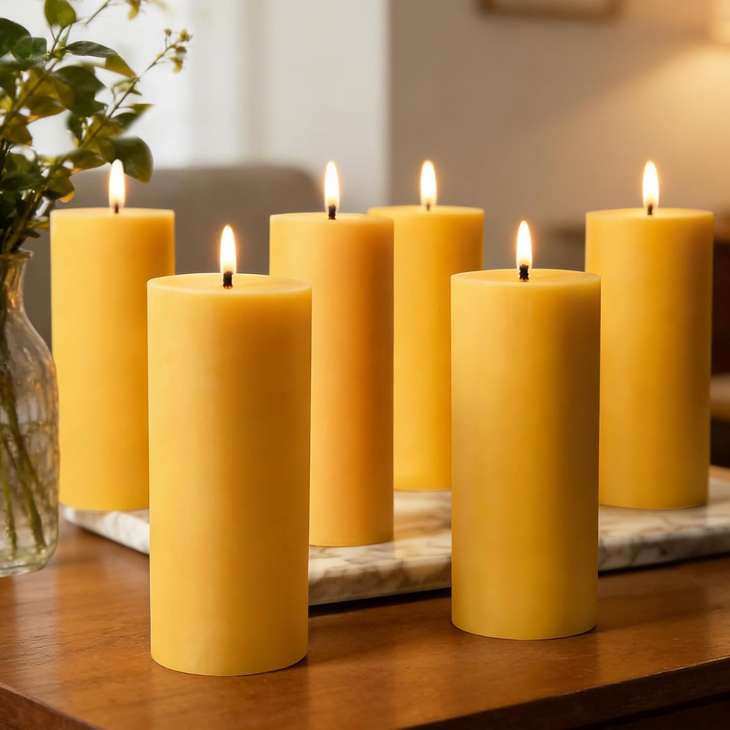 8 Packs Beeswax Candles, 2X5 Inch Natural Beeswax Pillar Candles, 400-Hour Total