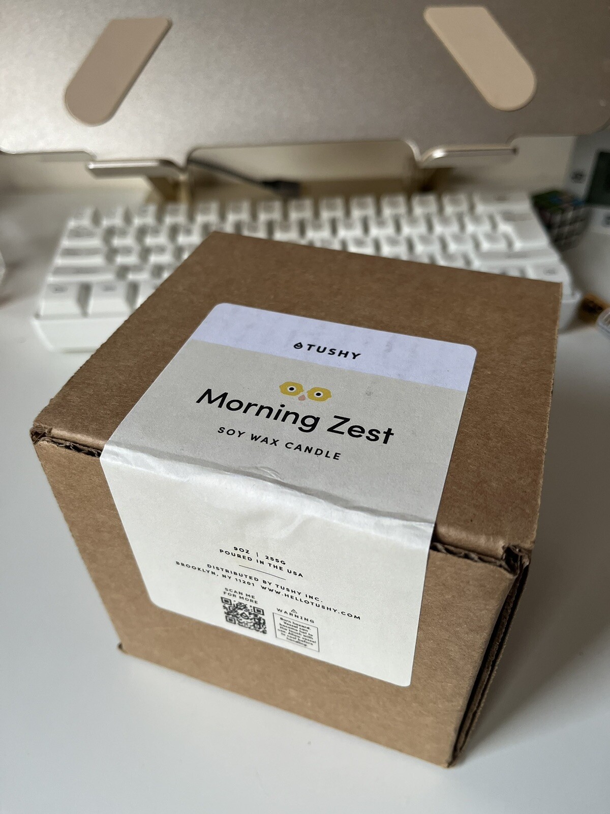 TUSHY Morning Zest 9oz Soy Wax Bathroom Candle New In Box $30 RETAIL