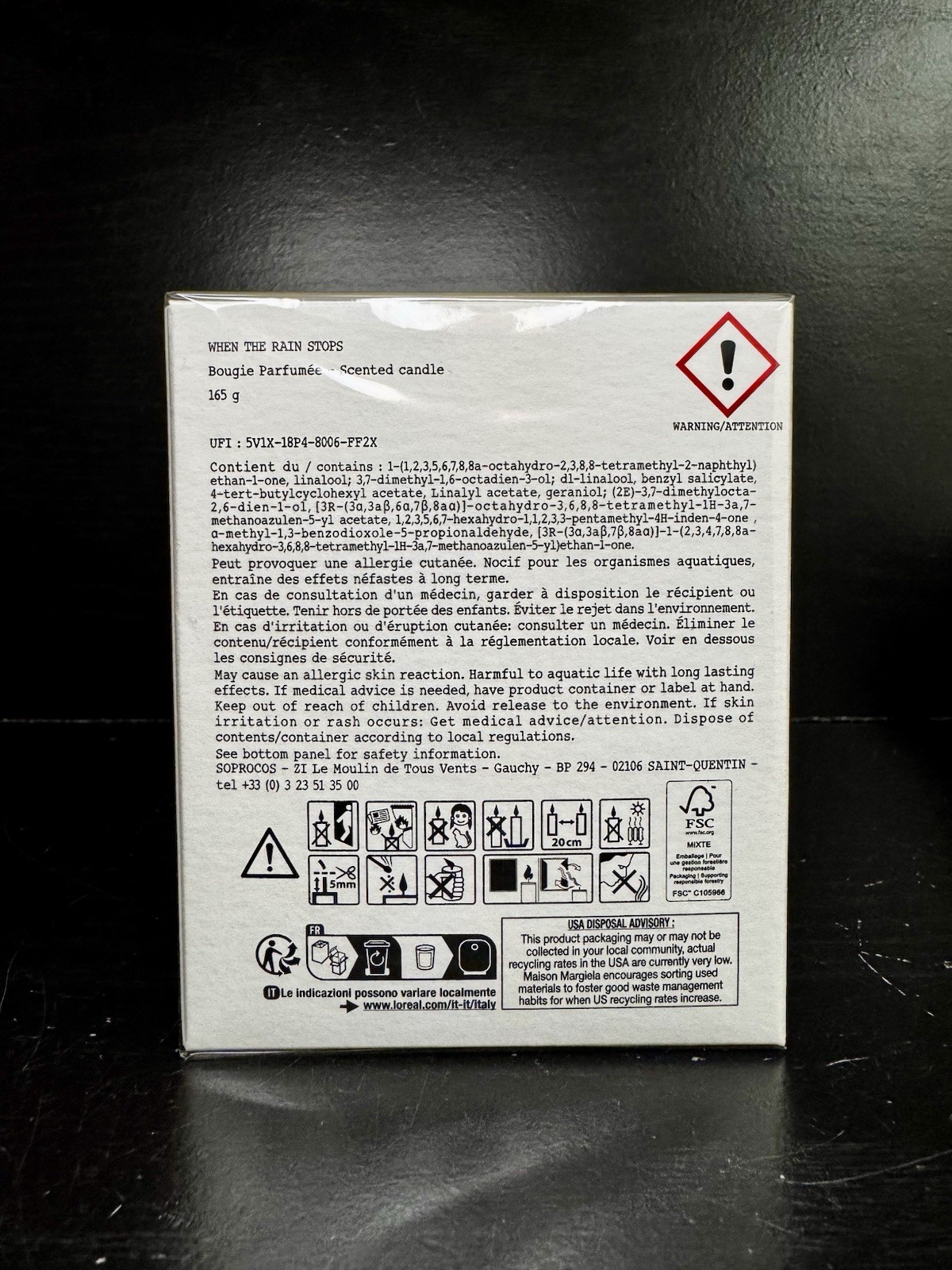 Maison Margiela Replica When The Rain Stops Scented Candle 5.8 oz (165g) Sealed