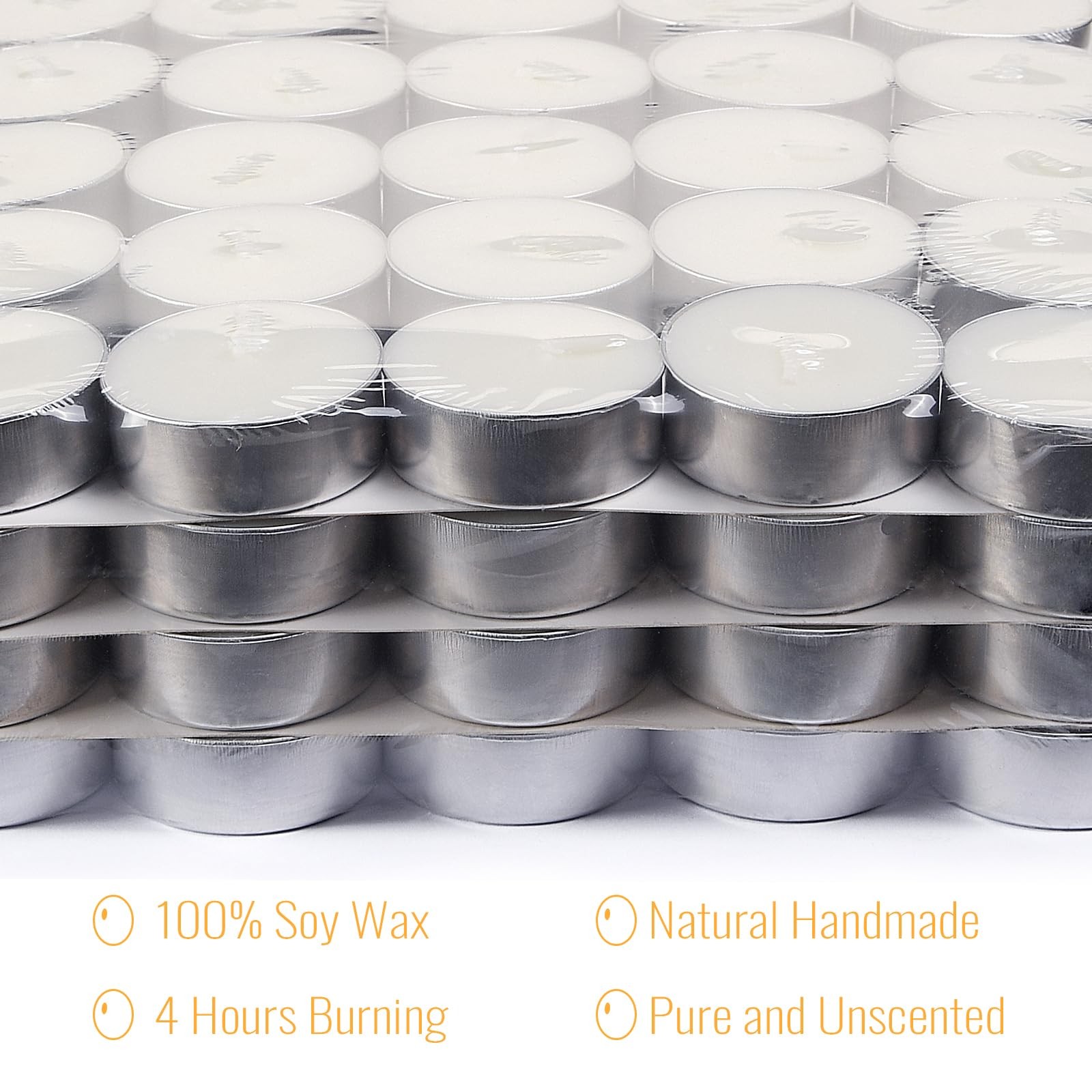 100 Pack Soy Tealight Candles – 100% Natural Soy Wax,4 Hours Long Burning,Uns…
