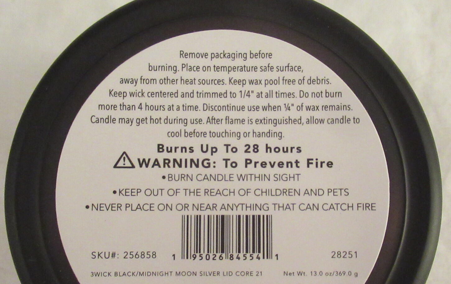 Kirkland’s 13 oz Large Jar 3-Wick Candle 28-32 hours No. 12 MIDNIGHT MOON