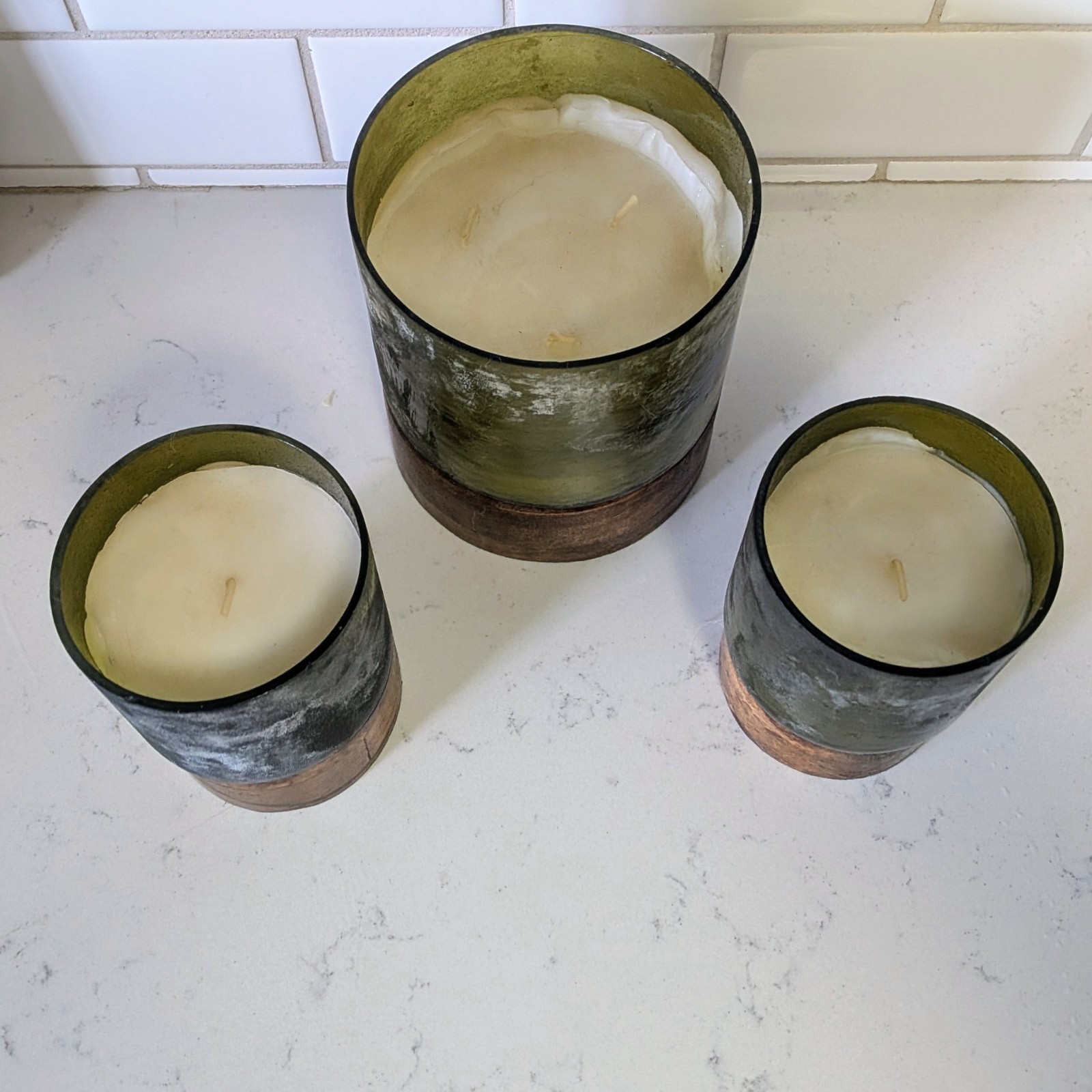 3 pcs Candles Joann Place & Time collection glass & wood made in India