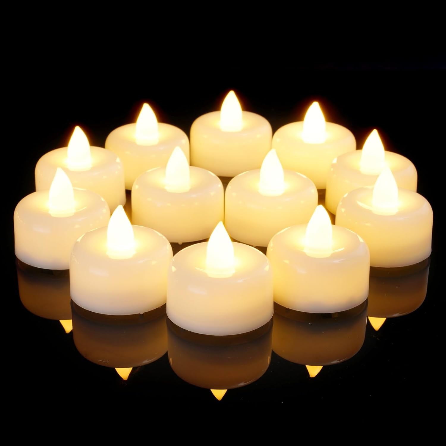 12 Pack Flameless LED Tea Lights Candles Votive with Batteries Fake Tealight DIY