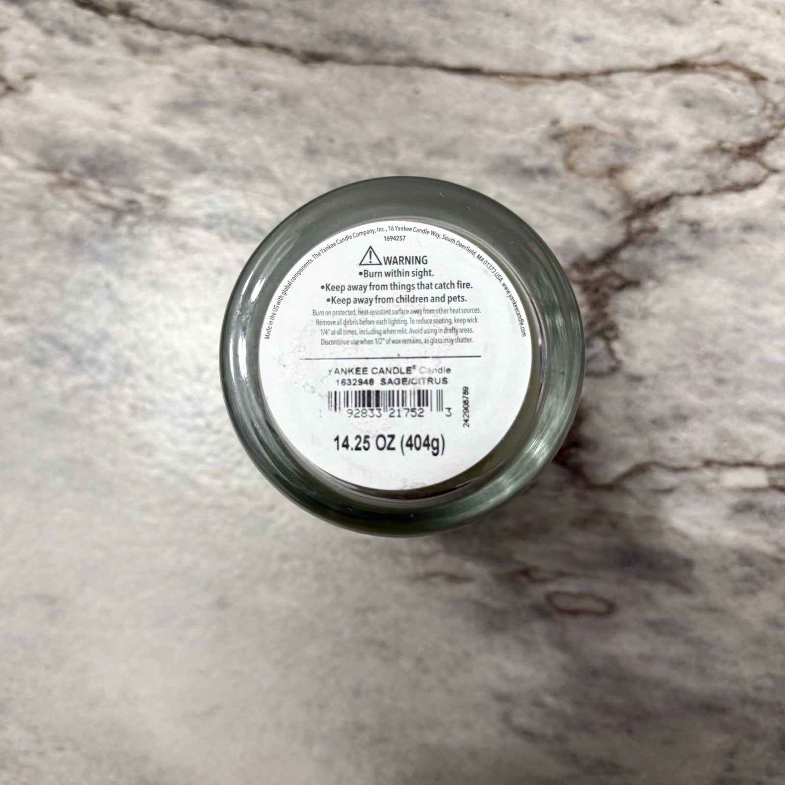 NEW Yankee Candle Sage & Citrus Medium Candle Fresh Clean Scent Fast Shipping!