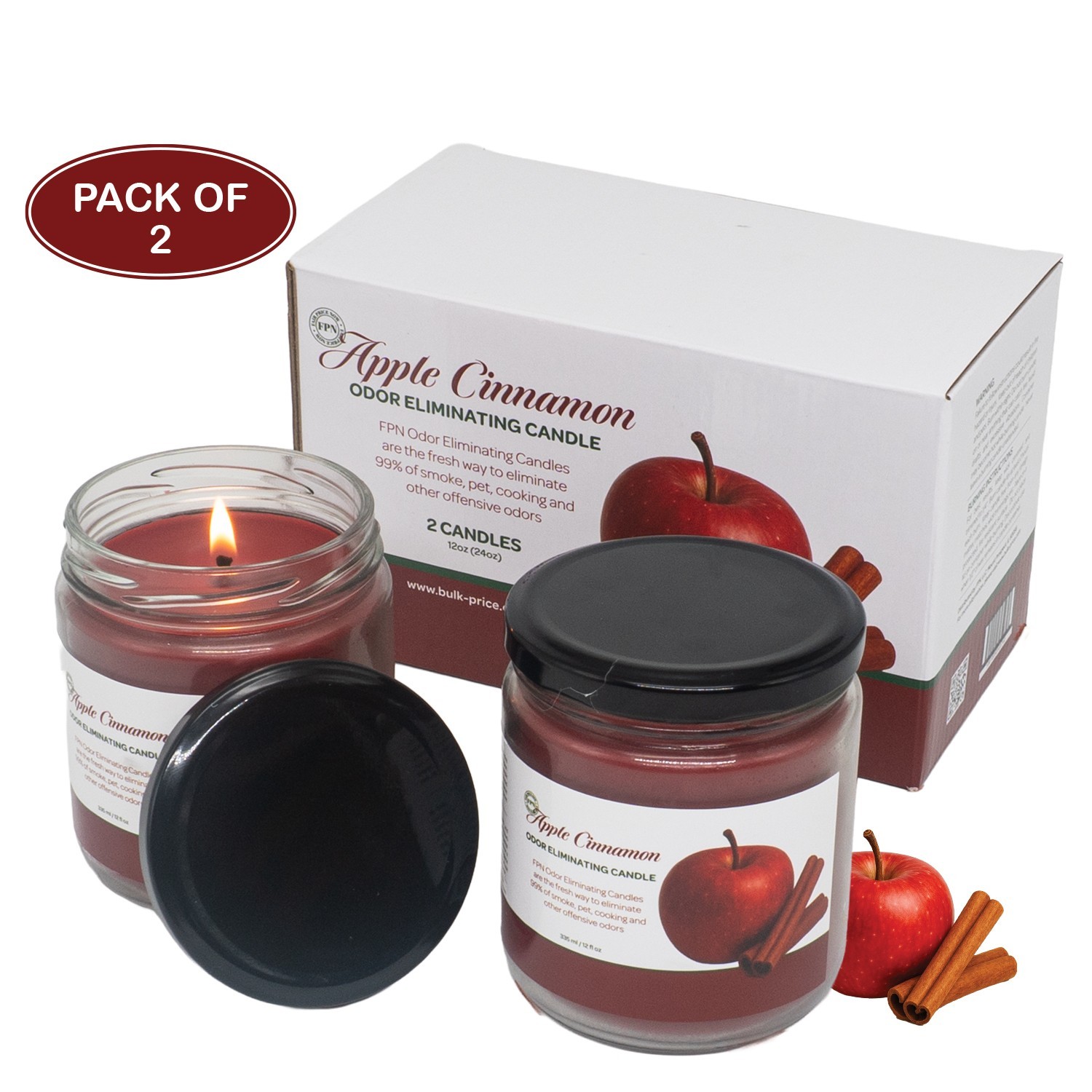 Smoke Odor Eliminating Candles Jar Apple Scented Soyawax Candles 2 Pcs – FPN