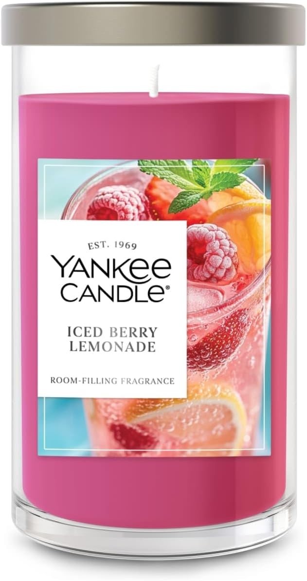 Yankee Candle Medium Pillar Candle Iced Berry Lemonade 14.25 oz
