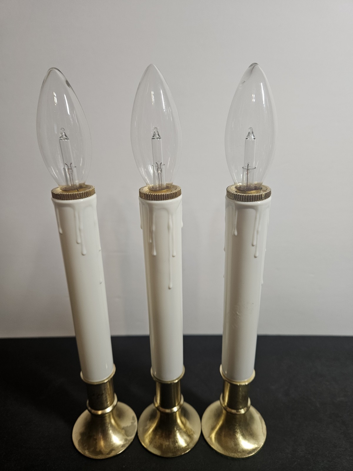 Battery operated window candle lights brass Christmas Drip Look 3 Cordless