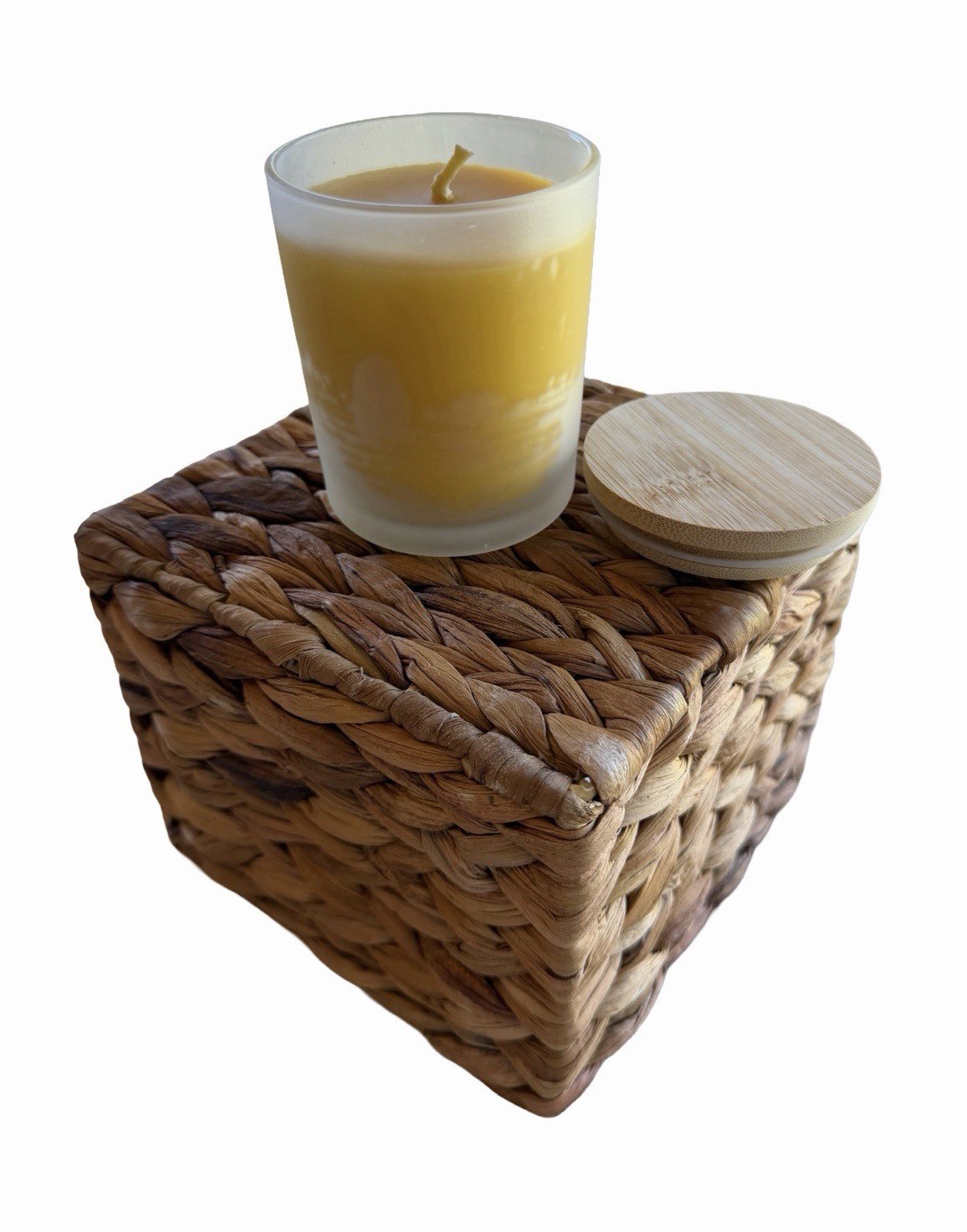 Handmade 6 oz Pure ColoradoBeeswax Candle in Frosted Glass Jar Natural Non Toxic