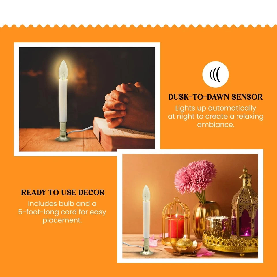 Creative Hobbies Electric Window Candle Lamp with Brass Plated Base