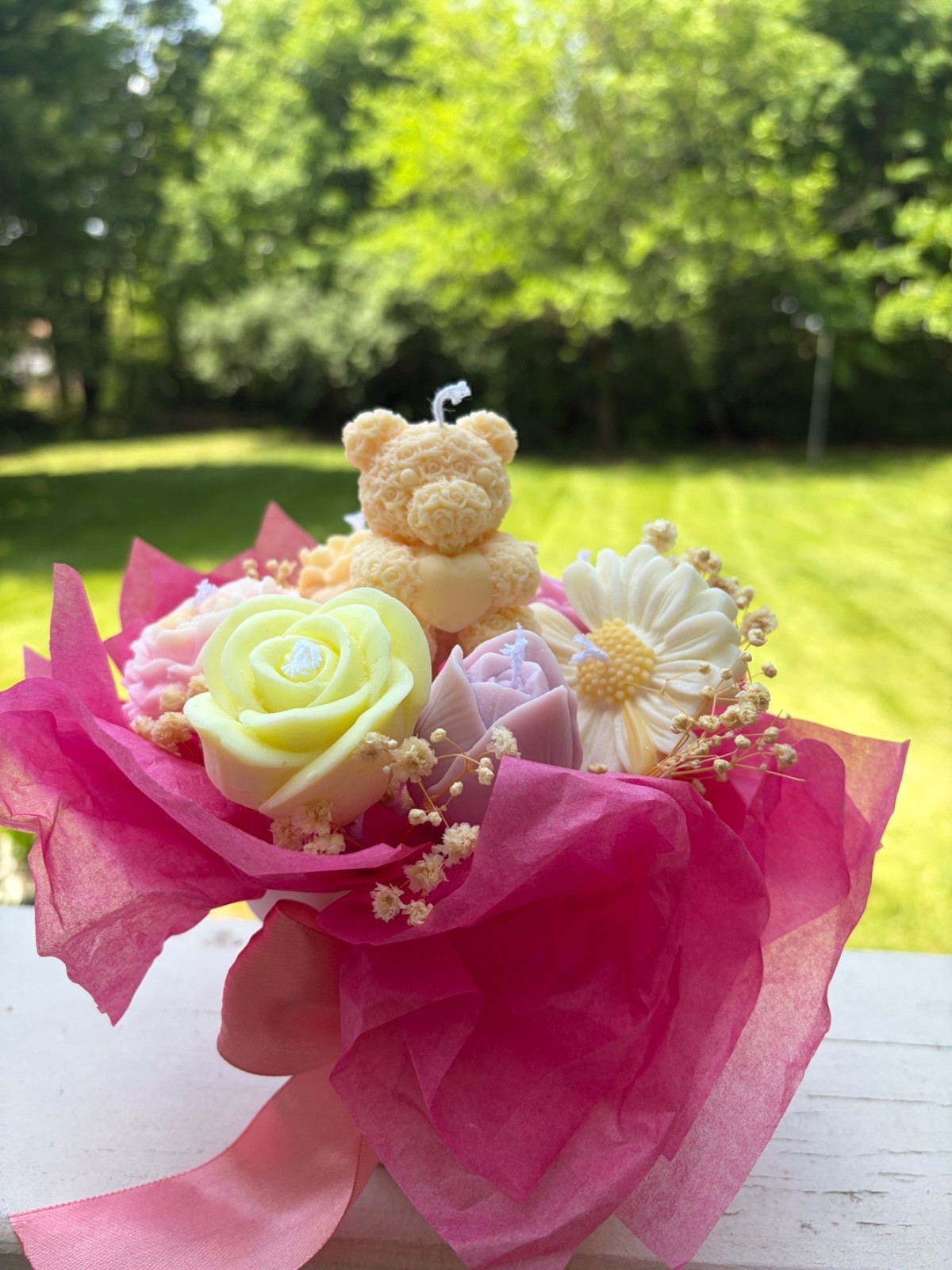 candle flower bouquet, custom color and smell fragrance 8 x 8