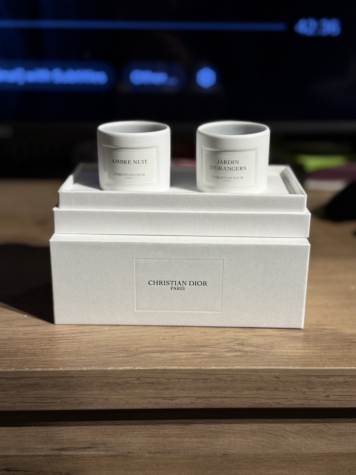 NEW Christian Dior Mini White Ambre Nuit Jardin DOrangers Votive Candle Set
