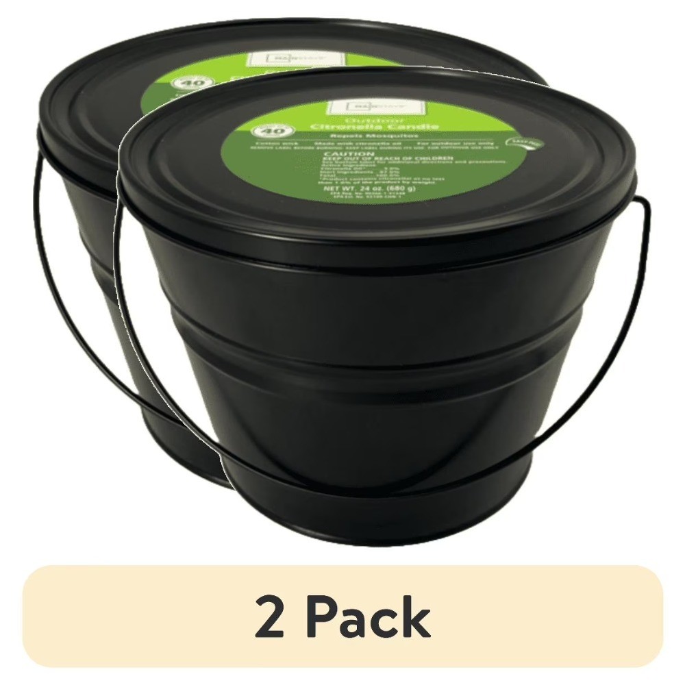 (2 pack) Outdoor Citronella Candle – 24oz Metal Bucket | Repels Mosquitoes |