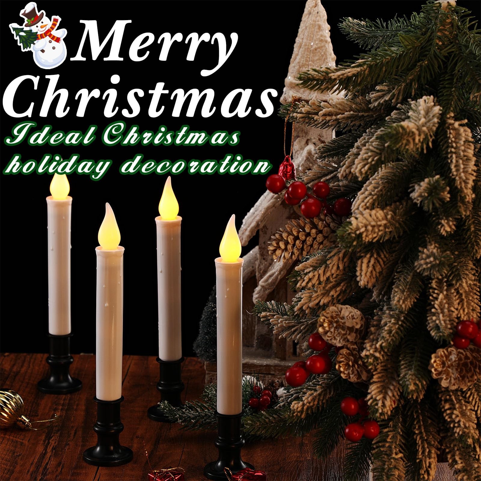Christmas LED Window Candles 9.37 Inch Cordless Flameless 8 Pcs – Dusk to Dawn