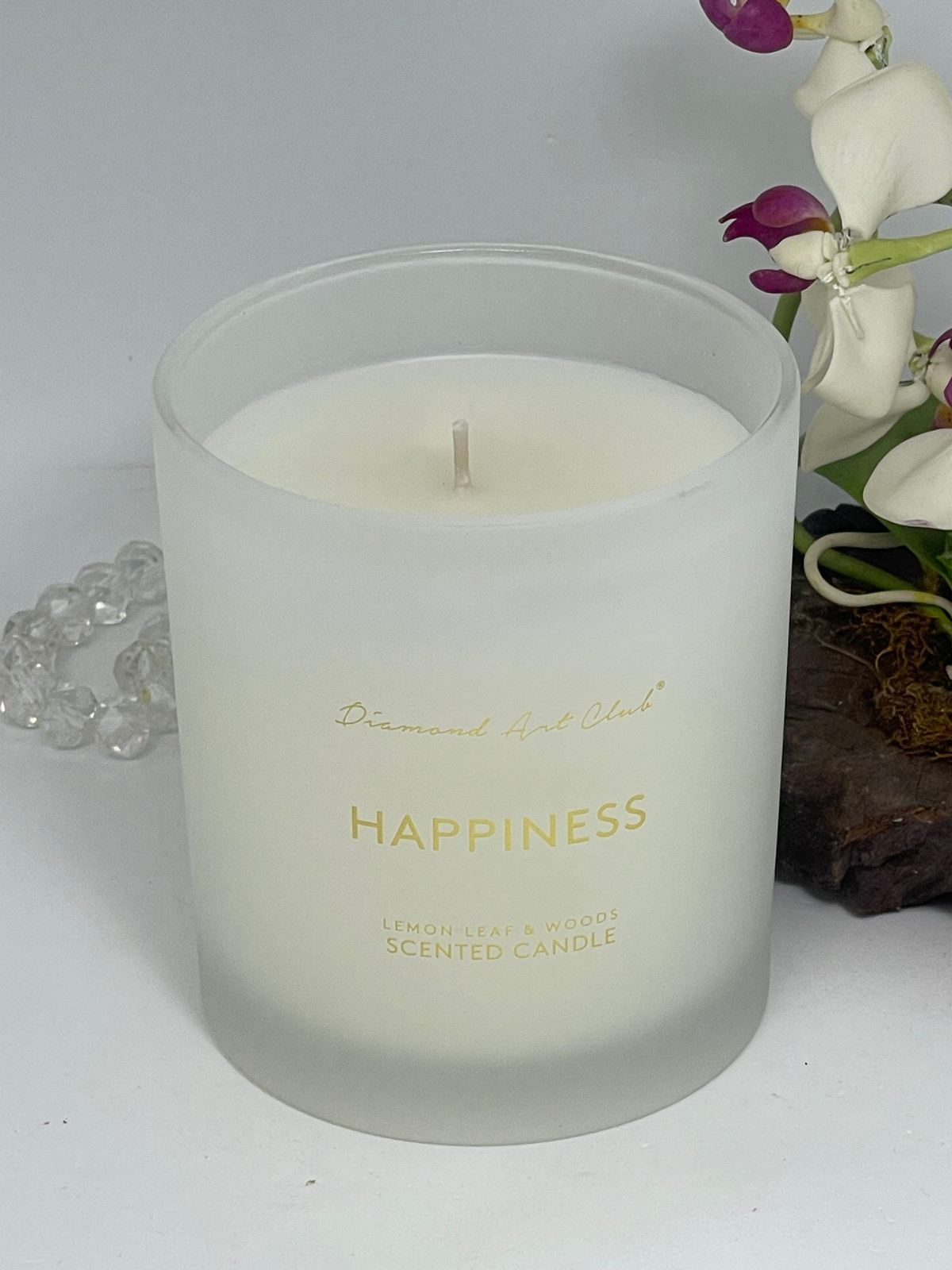 Diamond Art Club Happiness Lemon Leaf & Woods Scented Candle – 7.76 oz – NIB